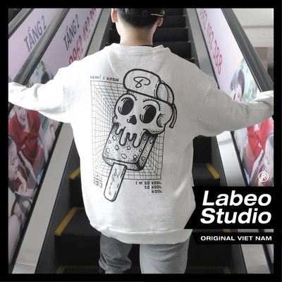 LB52 Áo sweater skullkem, Labeo Áo nỉ local brand oversize dày dặn