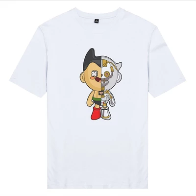 Áo thun ngắn tay unisex Chodole cho cả nam và nữ, chất liệu vải cotton in cotton in hình Half Skeleton series - Astroboy