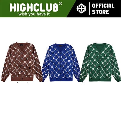Áo Khoác Cardigan LOGO PATTERN hoạ tiết màu xanh lá/nâu/xanh dương - HighClub Brand Chính Hãng