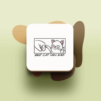 Miếng lót ly uống nước chống thấm nước bảo vệ bàn khỏi đồ uống in hình dễ thương Cat Lover Series Best Cat Mom Ever