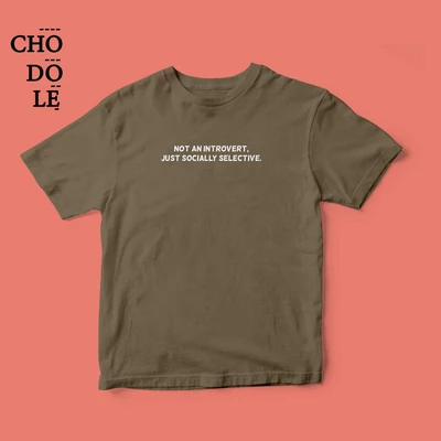 Áo thun unisex cotton 100% in chữ Not an introvert, just socially selective