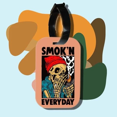Thẻ hành lý chodole loại tag hành lý làm bằng gỗ ép cán nhựa cao cấp cho túi xách balo du lịch in hình Smoking Everyday