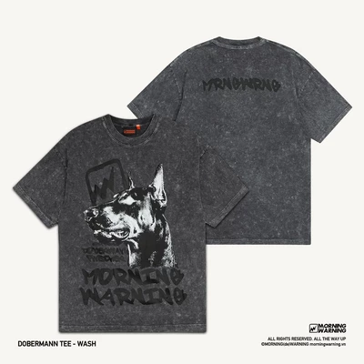 Áo thun Morning Warning Dobermann Wash - Áo Thun Unisex Form Rộng Tay Lỡ Oversize Cotton 100% Local Brand