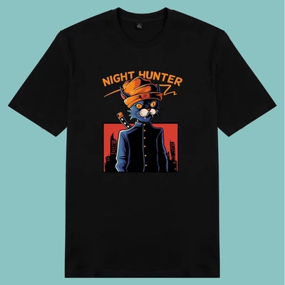 Áo thun ngắn tay unisex Chodole cho cả nam và nữ, chất liệu vải cotton in cotton in hình Night Hunter