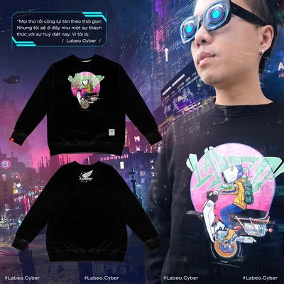 LB69 Áo sweater cyber Honda dream Labeo áo nỉ dáng rộng