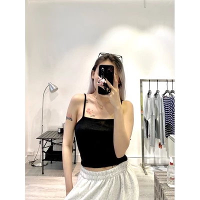 Áo 2 dây basic ( đen trơn / da beo)