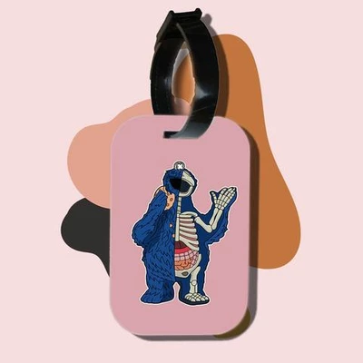 Thẻ hành lý cho túi xách balo du lịch in hình Half Skeleton series Cookie Monster (nhiều màu)