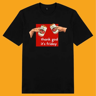 Áo thun ngắn tay unisex Chodole cho cả nam và nữ, chất liệu vải cotton in cotton in hình Thank God, it's Friday