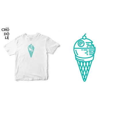 Áo thun tay ngắn unisex Chodole cho cả nam và nữ, chất liệu vải cotton in hình Death Ice Cream