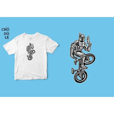Áo thun tay ngắn unisex Chodole cho cả nam và nữ, chất liệu vải cotton in hình Super Heroes Series - Street Boba Fett