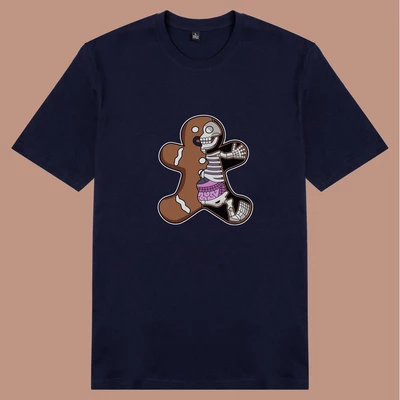 Áo thun ngắn tay unisex Chodole cho cả nam và nữ, chất liệu vải cotton in cotton in hình Half Skeleton series - Ginger