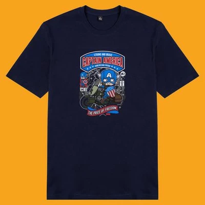 Áo thun unisex cotton áo nam áo nữ in hình pop culture cartoon series - Captain America