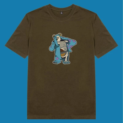 Áo thun unisex cotton in hình Half Skeleton series - Monster INC (nhiều màu)