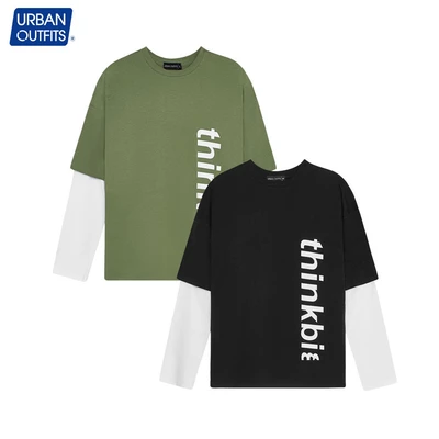 Áo Thun Tay Dài Nam Nữ Urban Outfits Dáng Unisex Shopee Form Rộng BigSize 100kg Phối Tay In Chữ ThinkBi 100Cotton TDO06