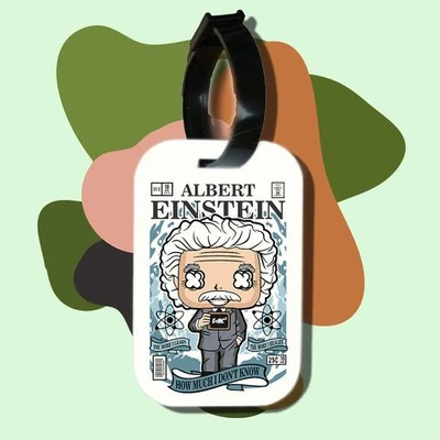 Thẻ hành lý cho túi xách balo du lịch in hình pop culture cartoon series albert einstein (nhiều màu)