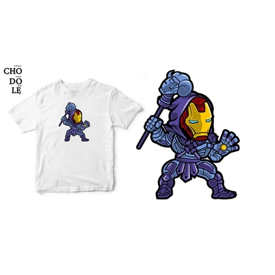 Áo thun tay ngắn unisex Chodole cho cả nam và nữ, chất liệu vải cotton in hình Super Heroes Series - Iron Skeletor