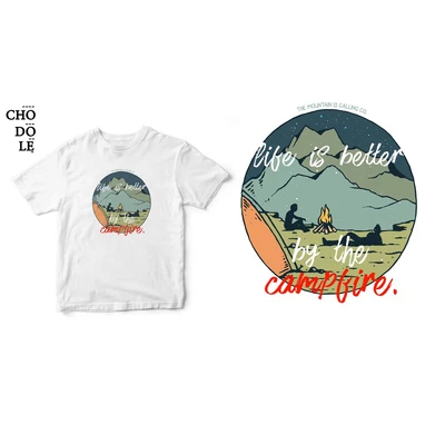 Áo thun tay ngắn unisex Chodole cho cả nam và nữ, chất liệu vải cotton in hình Life is better by the campfire