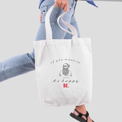 Túi vải tote bag của Chodole chất liệu túi canvas vải bố đẹp in hình độc đáo If you want to be happy, be