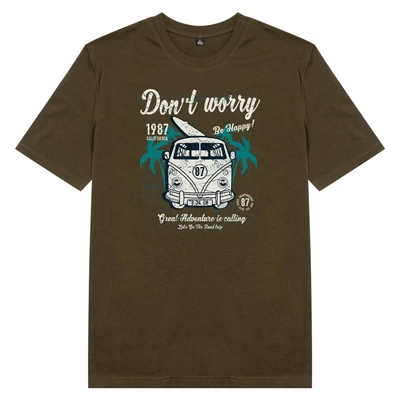 Áo thun ngắn tay unisex Chodole cho cả nam và nữ, chất liệu vải cotton in cotton 100% in hình Don't worry, be happy