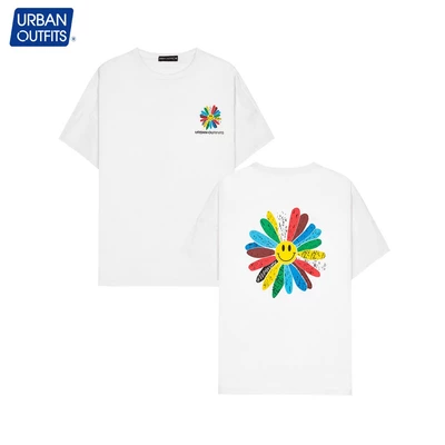 Áo Thun Nữ Tay Lỡ Form Rộng URBAN OUTFITS Cổ Tròn Unisex Big Size 90kg In Họa Cúc Màu Cotton Cao Cấp URBAN OUTFIT ATO05