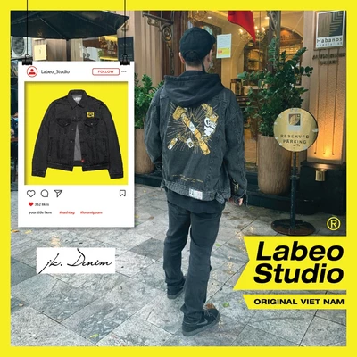 LB50 Áo jacket denim, Điếu cày Labeo local brand, áo bò oversize dày dặn