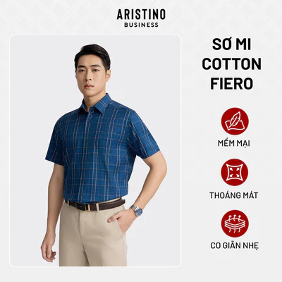 ARISTINO Áo Sơ Mi Nam Ngắn Tay ASS608EDP01 Dáng Suông Vừa Họa Tiết Kẻ Sọc Tinh Tế Thanh Lịch Thời Trang Hè