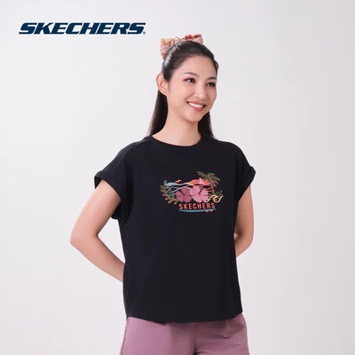 Áo Thun Tay Ngắn Nữ Skechers Cali Breeze Iconic Short Sleeve Tee - SL326W463-0018