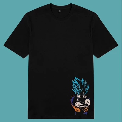  Áo thun ngắn tay unisex Chodole cho cả nam và nữ, chất liệu vải cotton in cotton in hình Dragonball - Blue Songoku