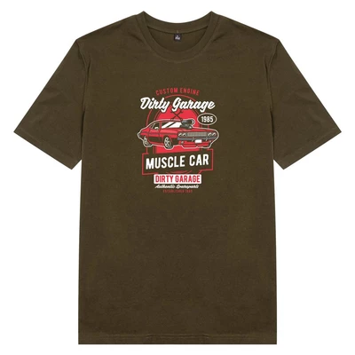 Áo thun tay ngắn unisex Chodole cho cả nam và nữ, chất liệu vải cotton in chữ Muscle Car - Dirty Garage