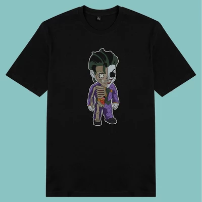 Áo thun tay ngắn unisex Chodole cho cả nam và nữ, chất liệu vải cotton in hình Half Skeleton series - Joker
