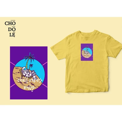 Áo thun unisex màu vàng in hình Chill Vibes Only