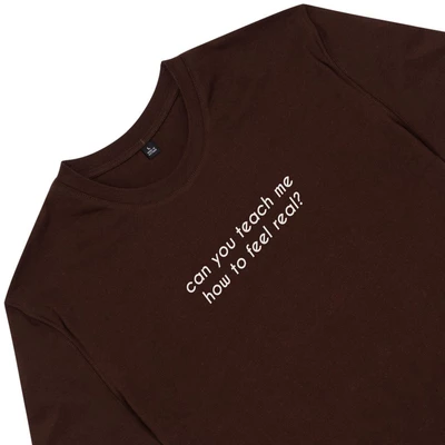 Áo thun tay ngắn unisex Chodole cho cả nam và nữ, chất liệu vải cotton in hình can you teach me how to feel real?