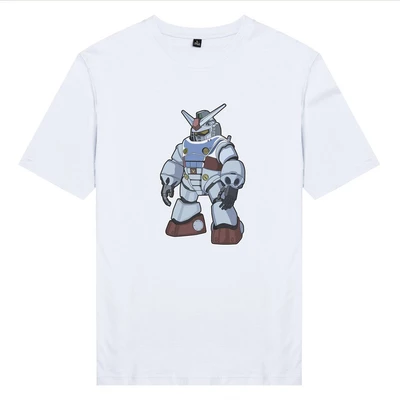 Áo thun ngắn tay unisex Chodole cho cả nam và nữ, chất liệu vải cotton in cotton in hình Half Skeleton series - Gundam