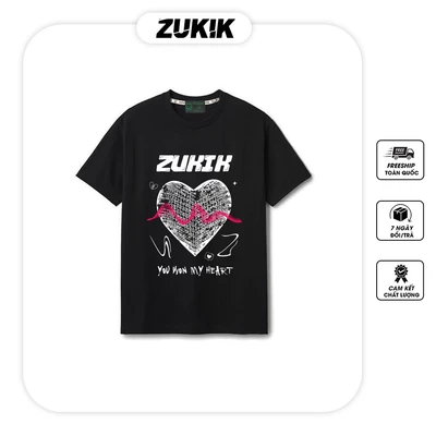 Áo thun tee phông nam nữ tay lỡ oversize form rộng ZUKIK - Heart