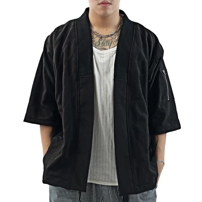 Áo khoác nam nữ Kimono Black Freesize form boxy, unisex