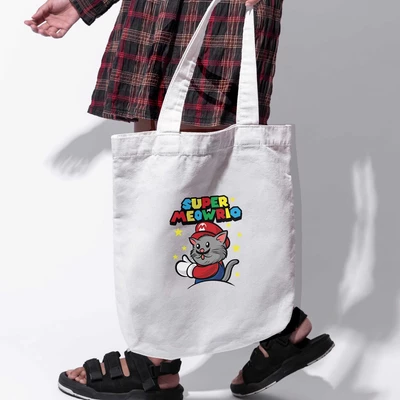 Túi vải tote bag của Chodole chất liệu túi canvas vải bố đẹp in hình độc đáo thú cưng Cat Lovers - Super Meowrio