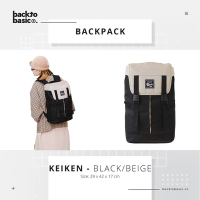 Balo thiết kế Back To Basic - KEIKEN BEIGE chống nước tốt, ngăn laptop chống sốc