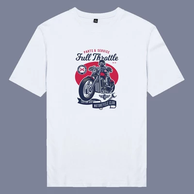 Áo thun tay ngắn unisex Chodole cho cả nam và nữ, chất liệu vải cotton in chữ Biker - Full Throttle