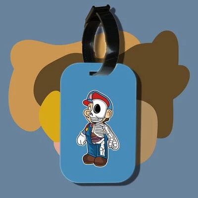 Thẻ hành lý cho túi xách balo du lịch in hình Half Skeleton - Mario side (nhiều màu)