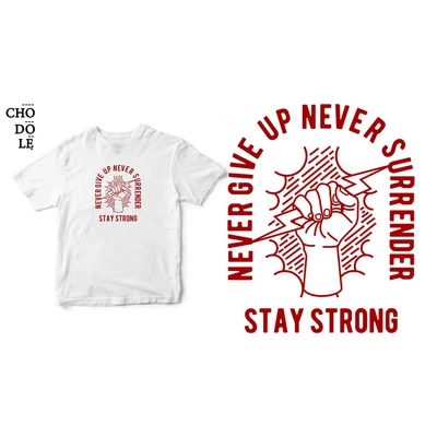 Áo thun ngắn tay unisex Chodole cho cả nam và nữ, chất liệu vải cotton in cotton 100% in hình Never Give up