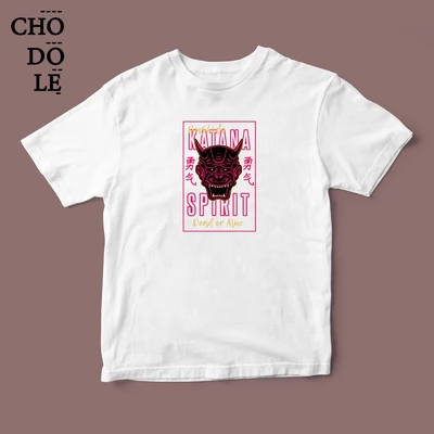 Áo thun tay ngắn unisex Chodole cho cả nam và nữ, chất liệu vải cotton in hình Japan Oni Mask