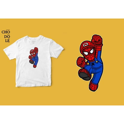 Áo thun tay ngắn unisex Chodole cho cả nam và nữ, chất liệu vải cotton in hình Super Heroes Series - Spider Plumber