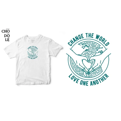 Áo thun tay ngắn unisex Chodole cho cả nam và nữ, chất liệu vải cotton in hình Change the world - love one another