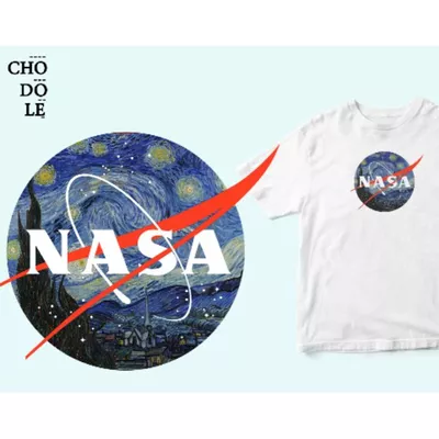 Áo thun ngắn tay unisex Chodole cho cả nam và nữ, chất liệu vải cotton in in hình starry night Nasa