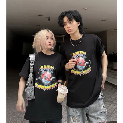 Áo thun unisex Metal heart màu đen - Basic tee Onism.stu