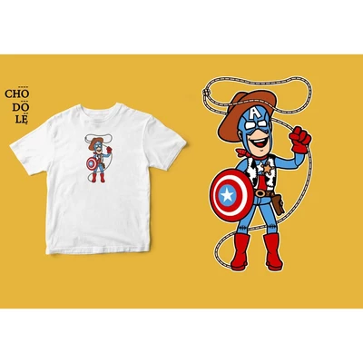 Áo thun unisex cotton 100% in hình Super Heroes Series - Captain Woody (nhiều màu)
