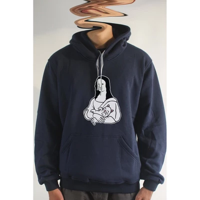 Áo khoác hoodie unisex cotton hình Cat Lover Series - Monalisa and cat (nhiều màu)