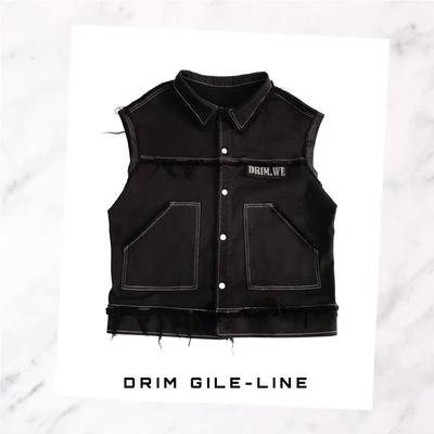 Áo Khoác Gile DRIMWE Te tua unisex form rộng