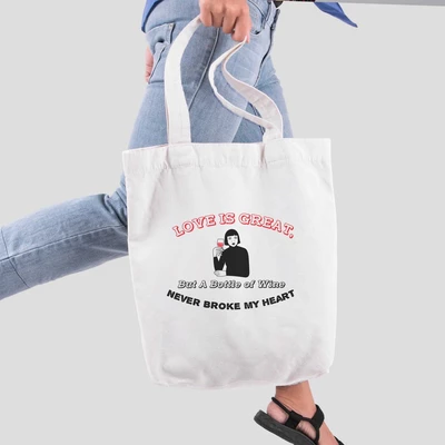 Túi vải tote bag của Chodole chất liệu túi canvas vải bố đẹp in hình độc đáo A bottle of wine, never break my heart