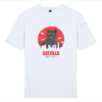Áo thun unisex cotton 100% in hình Cat lover series - Catzilla (nhiều màu)